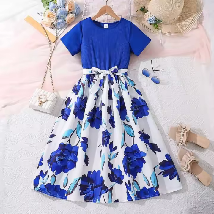Vestido Elegante de Chiffon Real para Niñas de 8 a 12 Años Estilo Vintage de Moda Diaria - 1