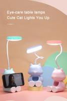 Lámpara de escritorio de estudio Led Flexible con forma de gato, creativa, con soporte para teléfono, mesita de noche, lámpara de mesa regulable de Color para habitación de estudiantes y niños - details 0