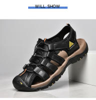 Sandalias de piel auténtica para hombre, zapatos informales para la playa, calzado deportivo antideslizante para exteriores, zapatos romanos de talla grande 38-48 - details 30
