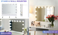 2in1 Hollywood vanity wall mounted mirror with lights with 10X magnification HM12MS