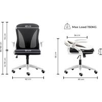 Silla de oficina plegable para espacios pequeños |   Silla de juegos para adultos y niños |   Respaldo de malla |   Para dormitorio y oficina en casa. |   Blanco y negro - details 2