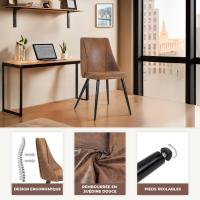 Juego de 2 Sillas de Comedor Vintage Sillón Tapizado en Gamuza con Patas Metálicas para Cocina Salón - details 4