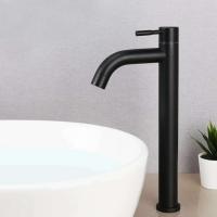Grifo de fregadero de agua fría individual de acero inoxidable 304, grifos de lavabo montados en cubierta, accesorios de baño, negro - details 5