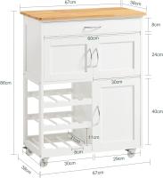 Cocina Estantería de Cocina Isla Ccocina con Barra Carrito de Servir Blanco 67 x 37 x 87cm FKW45-WN ES - details 1