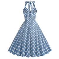 2025 nuevo Hepburn verano Vintage lunares mujeres Halter elegante fiesta 50s 60s Rockabilly Pin Up túnica Swing vestido de cola - details 39
