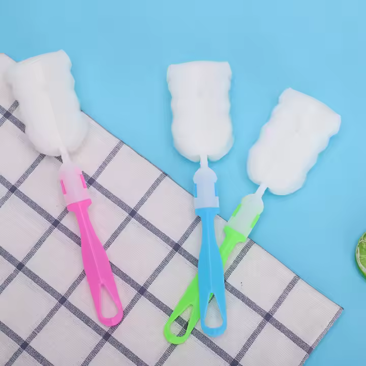 Esponja de mango largo para limpieza de vidrio, cepillo para botellas simple - 1