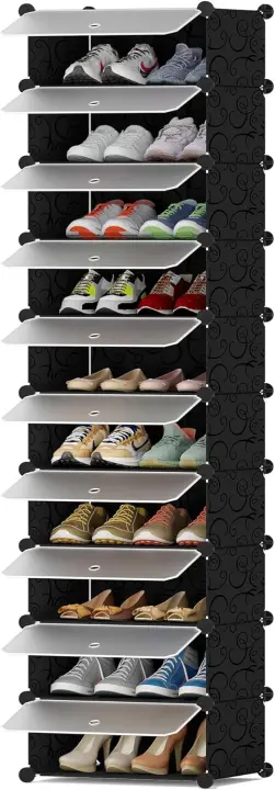 Zapatero, 10 Niveles Zapatero Entrada Recibidor, Capacidad para 20 Pares de Zapatos, Zapatero Estrecho Zapateros Estrechos para Entradas, Dormitorios y Pasillos, Blanco - 1