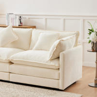 Sofá de Chenilla Tres Plazas Mueble de Ropa de Esquina con Descansabrazos - details 11
