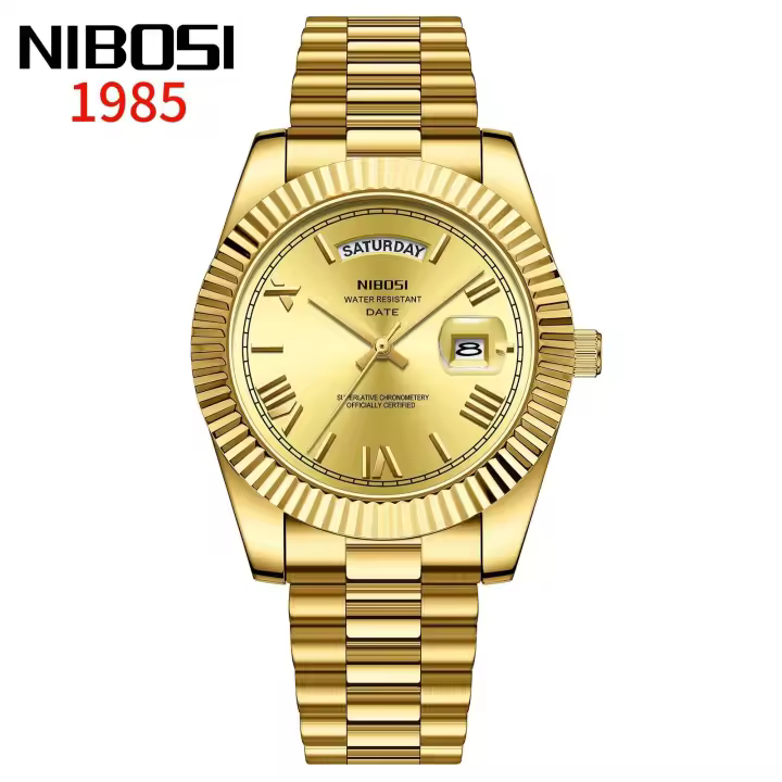 Reloj NIBOSI de lujo Premium para Hombre, Reloj de pulsera con fecha semanal, Reloj luminoso resistente al agua, relojes de cuarzo informales de acero inoxidable para Hombre, Reloj para Hombre - 1