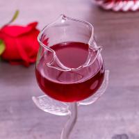 Copa de cristal con cola de champán, copa de vino con chispa para fiesta de San Valentín, rosa 3D, altura estilo Ins - details 12