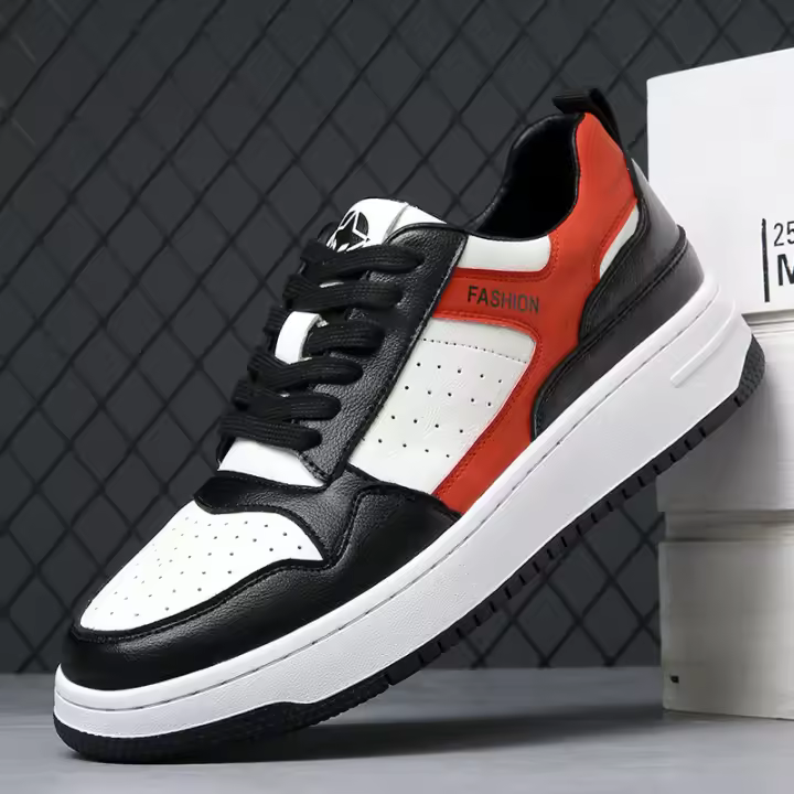 Zapatos casuales de moda de cuero nuevos, zapatillas de hombre con plataforma blanca - 1