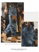 Pantalones Vaqueros Vintage de Otoño para Hombres Estilo Americano Pesado Casual Talla Grande y Pierna Ancha Material de Algodón Cuidado de Lavado por Máquina - details 5