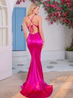 Elegante Vestido de Satén Largo Crujientes de Dos Piernas, Sin Mangas, Cuello en V, Espalda Desubida para Fiestas de Noche y Graduación - details 7