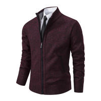 Autumn And Winter New Jersey Men's Casual Sports Coat Solid Color Stand Collar Wweater Grab Fleece Warm Zipper Cardigan - details 14