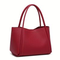 INS Bolso de mano suave retro elegante de inspiración coreana para mujer - Correa de hombro ajustable, cierre magnético, bolso espacioso para el trabajo, compras, regalo del día de la madre (marrón claro/rojo/negro), bolso vintage, accesorio sofisticado - details 3