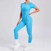Conjunto de yoga sin costuras para mujer, yoga para mujer, sujetador deportivo acanalado, body de gimnasio, tres piezas de ropa deportiva, 1/2 pieza. - details 14
