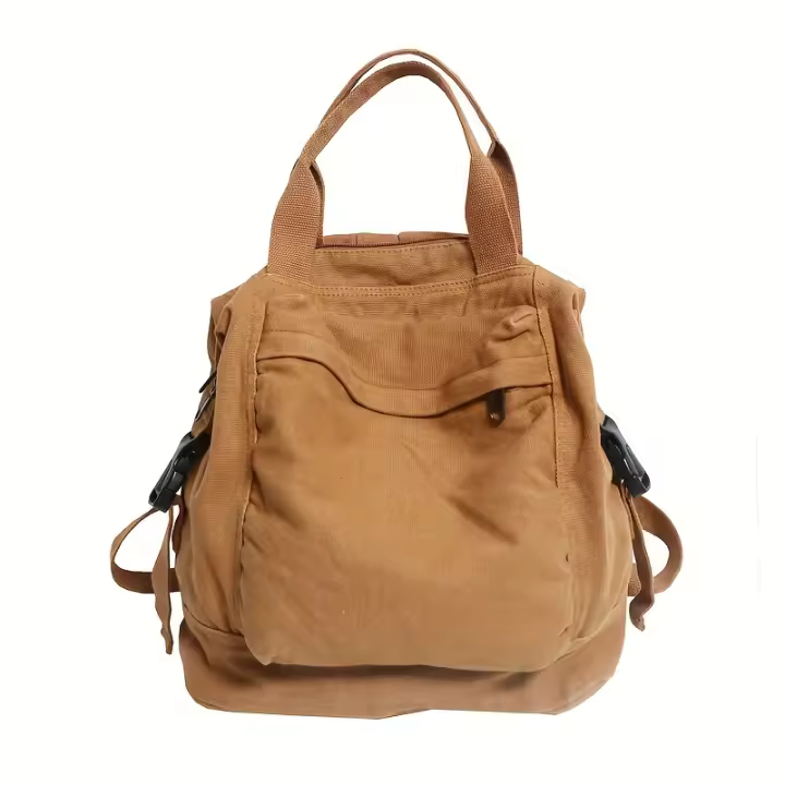 2024 Nueva mochila vintage informal para mujer: mochila plegable de viaje universitaria con cierre de cremallera, correas de hombro fijas y forro de poliéster, mochila negra lavable a máquina para el trabajo, desplazamientos - 1