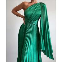 Vestido largo de fiesta suelto para mujer, informal, plisado, con hombros descubiertos - details 3