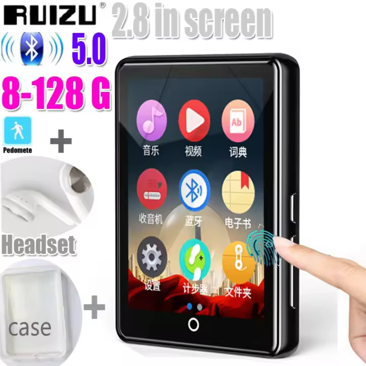 Reproductor de Música HIFI MP3 con Pantalla Táctil Completa de 2.8 pulgadas RJYLZ Ruizu M7 con Radio FM y Altavoz Incorporado para Video y Libros Electrónicos - 1