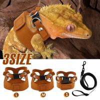 Conjunto de Correa y Lazo de Dragón de Barba de Cuero Suave Ajustable para Reptiles 3Pcs - details 0
