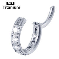 Piercing de titanio G23 con bisagras para mujer, aros de piedra cz para nariz, cartílago de la oreja, tragus, pendientes de hélice, piercing, joyería para el cuerpo - details 12