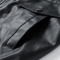 Chaquetas de cuero versátiles y holgadas para hombre, estilo casual, sencillo, sólido, para primavera y otoño, con solapa, cómodas, cortavientos, nueva moda. - details 10