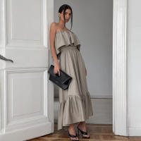 Vestido de Playa de Moda Veraniega Estilo Francés con Cinturón sin Correa - details 5