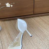 Tacones altos nuevo diseño de nicho temperamento pies no cansados ​​diamantes de imitación blanco stiletto zapatos de boda hueco sandalias - details 29