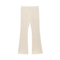 Conjunto francés de dos piezas para mujer, estilo europeo, top texturizado con cuello en U, pantalones acampanados - details 7