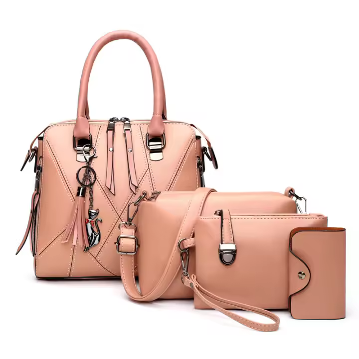 Conjunto de bolsos de mano con bordado Vintage, bolso de hombro, bandolera, muñequera y tarjetero, decoración con borlas de 4 piezas - 1
