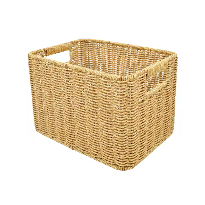 Cesta de almacenamiento de mimbre tejida a mano, caja organizadora de escritorio, arreglo de artículos diversos, cesta de anidación S - 1