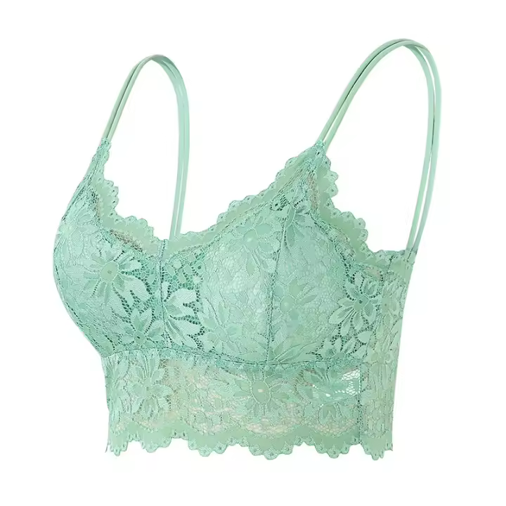 Ropa interior antiligera de encaje en la espalda con tirantes en el pecho, top de tubo para mujer delgado - 1