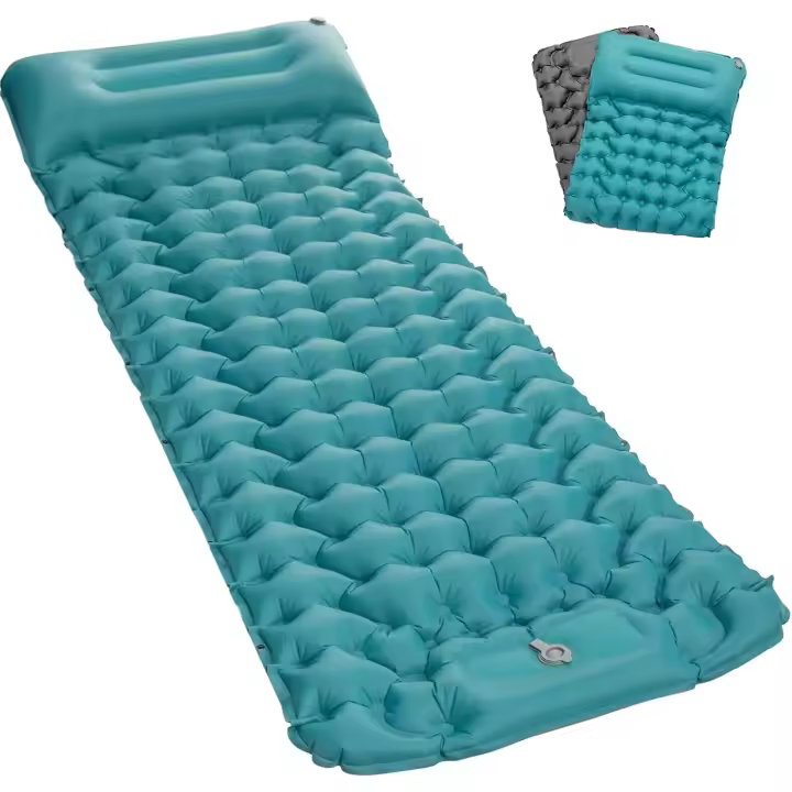 Autoinflable para Camping, para Exteriores, Ultraligera, con Bomba de Prensa, colchón de Camping, colchoneta Plegable con cojín - 1