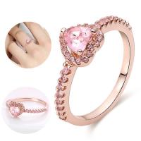 Anillo de Plata Elevado con Corazón Rojo Circonita Cúbica, Estrella, Luna, Flor, Joyería de Boda, Regalos - details 8