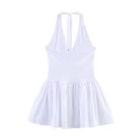 BUNO-vestido empalmado con cuello colgante para mujer, Color sólido, decoración sin espalda, primavera/novedad de verano, ropa para mujer - details 3