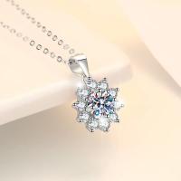 Collar de moissanita de Color D de 0,5 quilates auténtico para mujer, collar de plata de ley S925 con forma de copo de nieve y sol, joyería, regalo exquisito - details 5