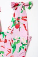 TRAFZA-Vestido corto sin hombros con estampado de frutas para mujer, minivestido elegante con cremallera, informal, con lazo, sin mangas, Verano - details 9