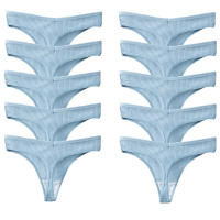 10PCS Conjunto De Bragas De Algodón Para Mujer Estilo Deportivo Y Sexy Transpirables Cómodas Y Suaves G-Strings En Rayas - details 14