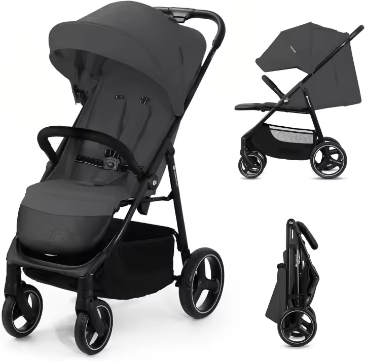 TRIG 3, Silla de Paseo, Ligera y manejable, Suspensión, Cinturón de 5 puntos, Reposapiés, Ajustable, Carga máxima de 25 kg, Negro - 1