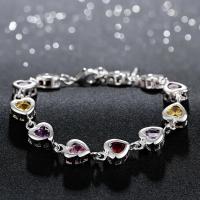 Pulsera de plata de ley 925 para mujer, brazalete elegante con colgante de piedra de cristal, joyería bonita a la moda - details 3