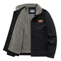 Nueva moda para hombre, Tops lisos versátiles e informales, chaqueta holgada para mantener el calor, chaqueta con solapa, abrigos gruesos cómodos de lana para invierno para hombre - details 5