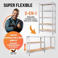 Estanterías Metálicas 5 Niveles Almacenamiento 170x75x30cm Carga máxima de 350kg Metal galvanizado - details 7