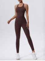 Mono de Yoga con cremallera para mujer, chaleco sin mangas y pantalones ajustados para Fitness y entrenamiento - details 19