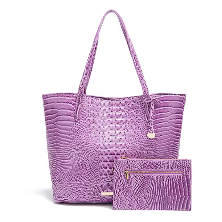 Nuevo europeo y americano transfronterizo Amazon estación independiente portátil tote madre retro bolso de las mujeres multicolor Brahman patrón de cocodrilo - 1