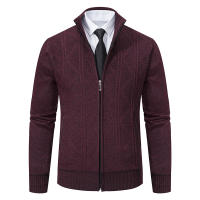 Nuevo Cárdigan para hombre que mantiene el calor, suéteres con cremallera, Tops gruesos de lana versátiles a la moda, suéteres sólidos con cremallera para otoño e invierno, abrigo para hombre - details 3