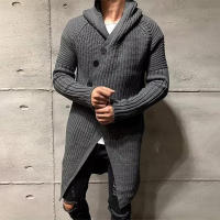 Suéter de punto con capucha para hombre, chaqueta de longitud media, ropa de otoño e invierno, nuevo 2024 - details 1