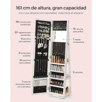 Espejo Completo Inpendiente Giro de 360° Estante y Llave Dormitorio Regalo Blanco Vetas Gris Claro - details 4
