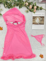 Lencería yukata de encaje, camisón sexy de encaje de malla transparente con abertura frontal y tirantes - details 10