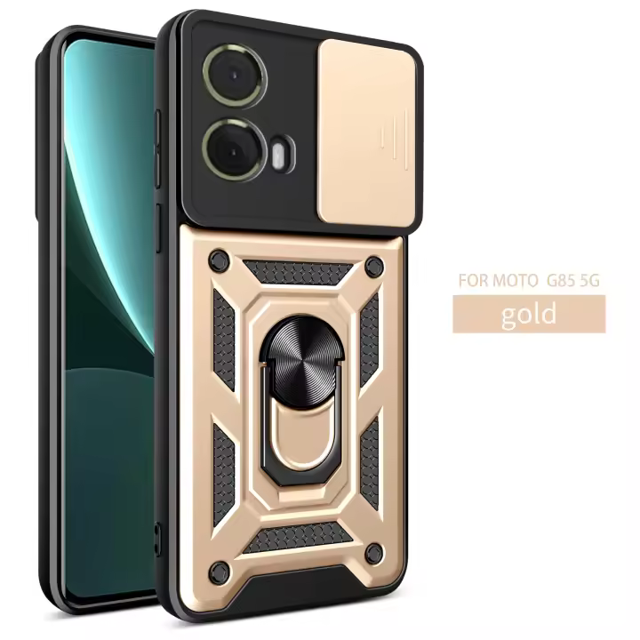Compatible con teléfono Motorola Moto G85 con funda protectora con soporte y cubierta de lente deslizante - 1