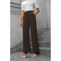 Pantalones de oficina de moda para mujer de cintura alta y pierna ancha 2025 en algodón original. - details 24